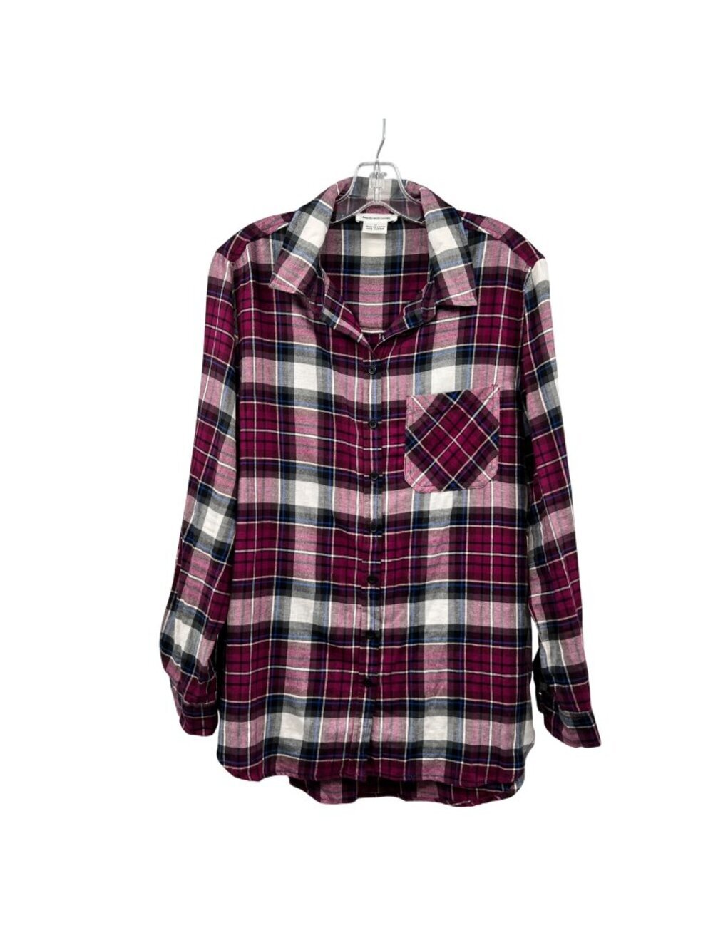 Beach Lunch Lounge Womens Plaid Button Up Top Purple/Multi Size Medium